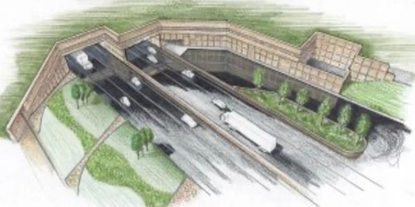 Concept drawing of a truck transit tunnel.