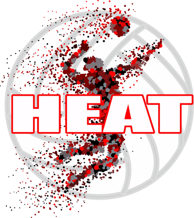 Volleyball with a pixelated player and the word 'HEAT'