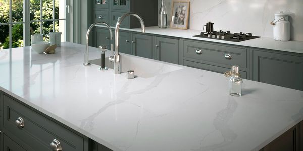 Classic Calacatta silestone kitchen quartz marble effect worktops