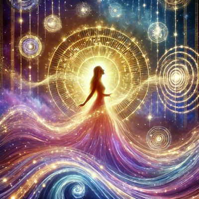 Akashic Reading - Woman with energy flowing around her. 