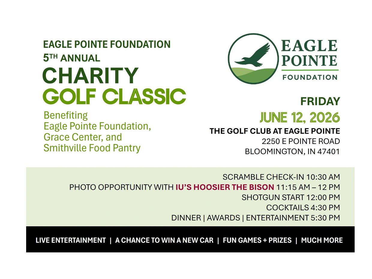 Eagle Pointe Foundation's 5th Annual Charity Golf Classic on June 12, 2026, with live entertainment and prizes.