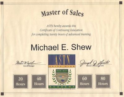 Master of Sales certification Mike Shew