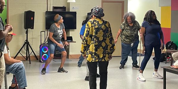 Group dancing in a circle