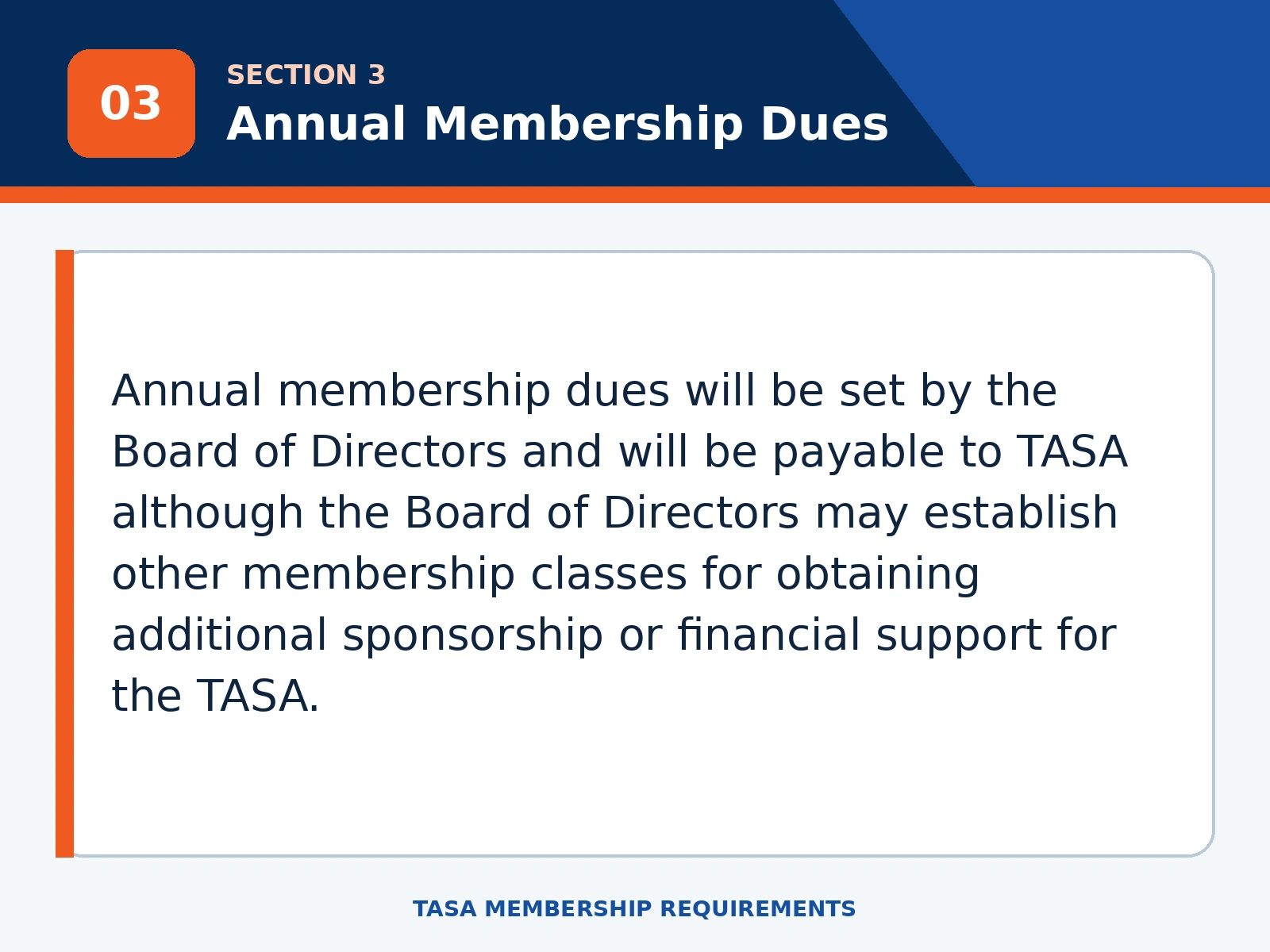 Annual membership dues set by the Board of Directors.