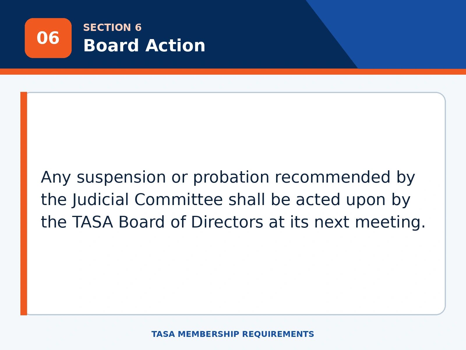 Judicial Committee suspension or probation reviewed by TASA Board.
