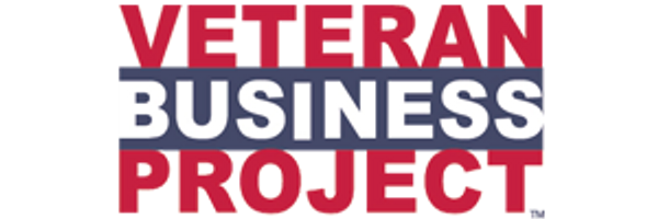 Logo for the Veteran Business Project with bold red and white text.