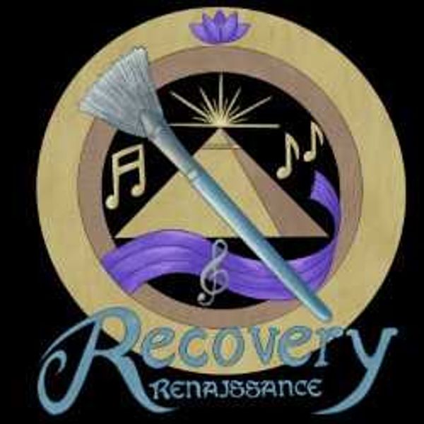 Artistic logo with Renaissance theme and recovery message.