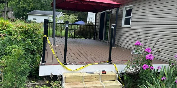 Cleaning: The deck is cleaned to remove dirt, grime, mold, mildew, and old finishes. 