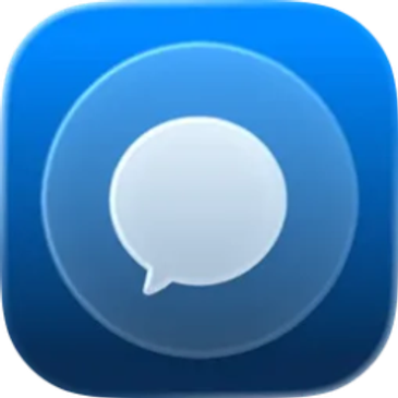Chat bubble icon with blue gradient background.