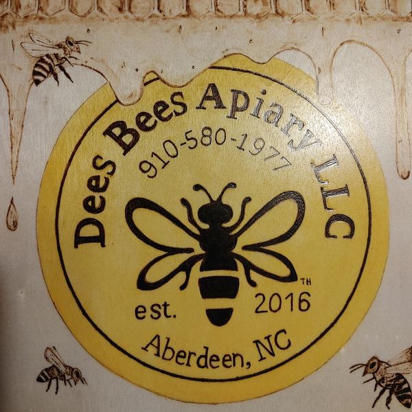 Dees Bees Logo woodburning.