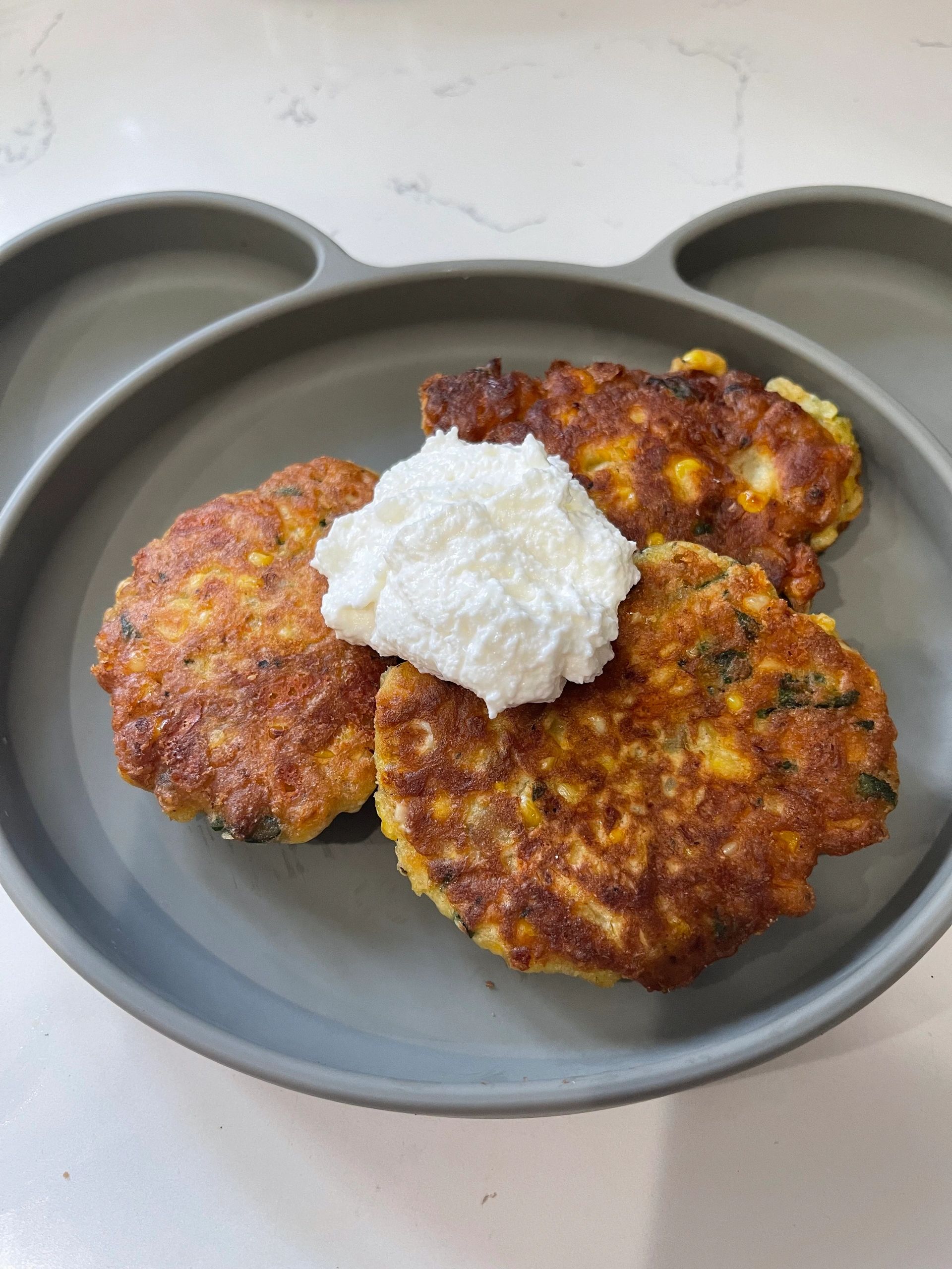 Baby Led Weaning Corn & Spinach Fritters Recipe