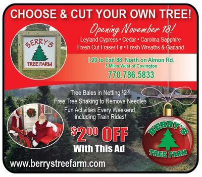 Christmas trees covington Berry's Tree Farm exclusive coupons and savings only HERE