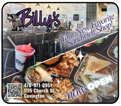 billys bites and Brews Covington sandwiches