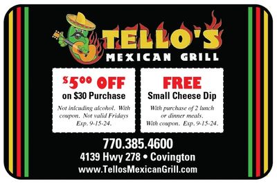 Mexican Restaurant Tellos Mexican Grill covington coupons only here