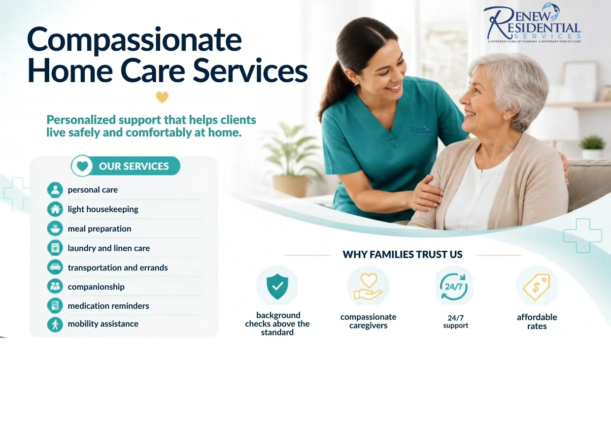 Home care services offering personalized support for safe living at home.