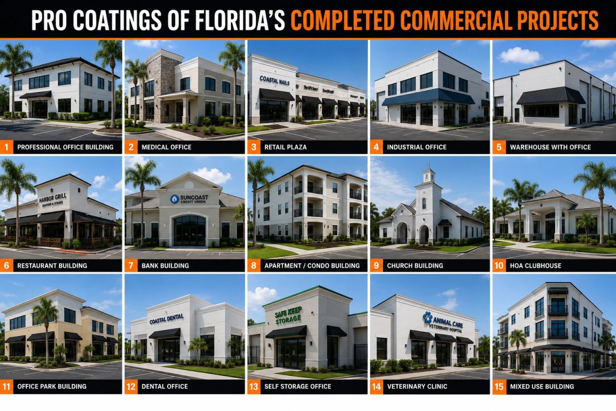 Completed commercial projects by Pro Coatings of Florida.