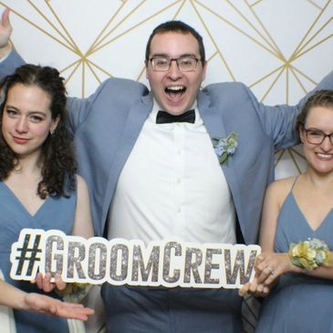 Groomsman with bridesmaids epic print concepts hashtag prop