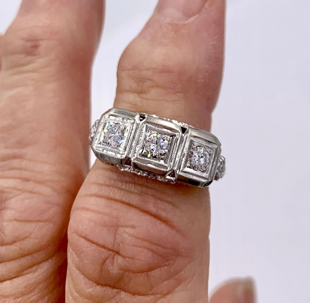 Retro Orange Blossom Diamond Engagement Ring