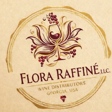 Flora Raffiné logo with floral and wine glass design, Georgia wine distributors.