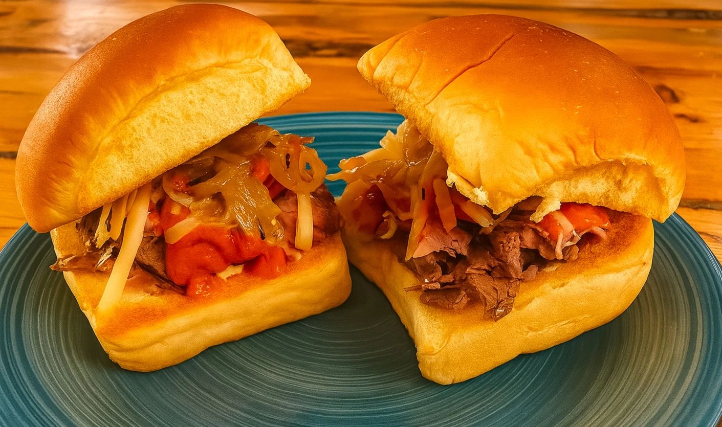 Grilled Filet Mignon Sliders with Smoked Gouda and Caramelized Onions