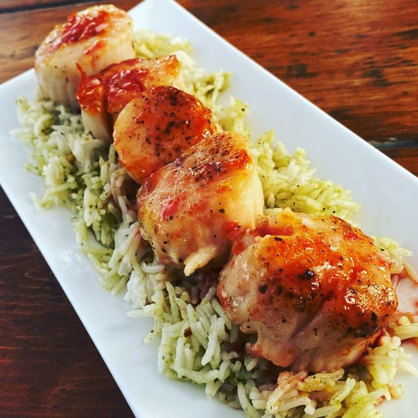 Scallops with Blood Orange Maple-Ginger Glaze