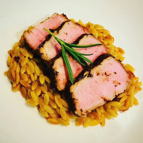 Grilled Pork Tenderloin with Orzo