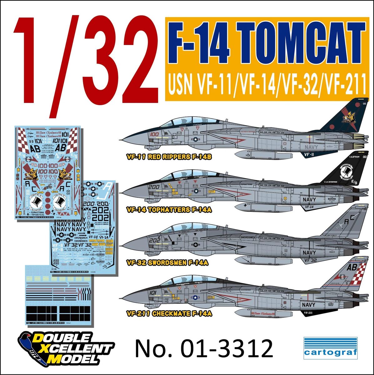 FCM] Decalque 032-32 F-14A VF-32 Swordsmen Escala 1/32