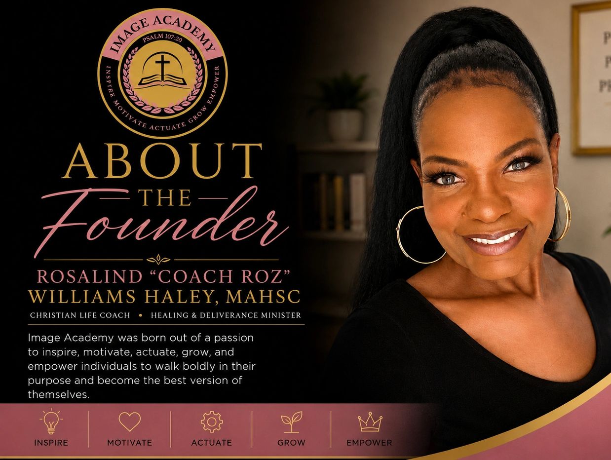 Portrait of Rosalind "Coach Roz" Williams Haley, founder of Image Academy, smiling confidently.