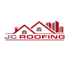 Real estate logo with red rooftops and Arabic text.
