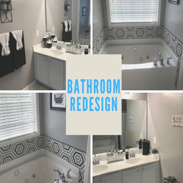 Master bathroom redesign project from four different angles.