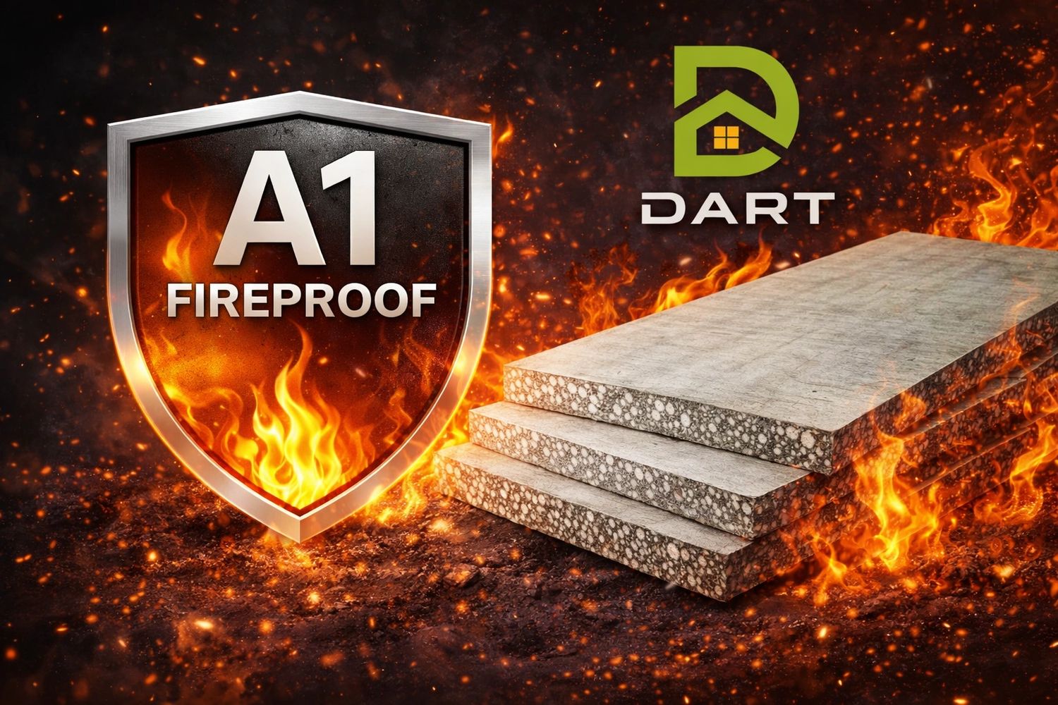 Dart lightweight cement board A1 fire resistant