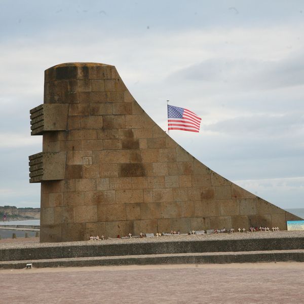 Embarkation monument Omaha Beach WWII Normandy France June 6, 1944 Operation Overlord 