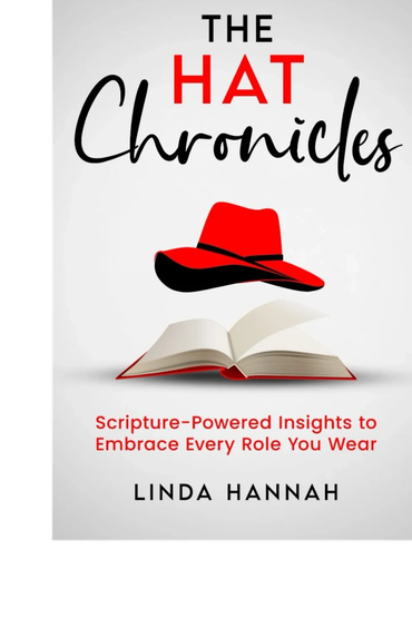 Book cover for 'The Hat Chronicles' by Linda Hannah featuring a red hat and open book.