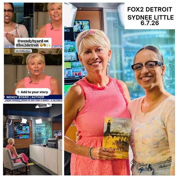Wendy Byard, author of Devil in the Dunes, with Sydnee Little of Fox 2 Detroit "Lit Happens with Syd
