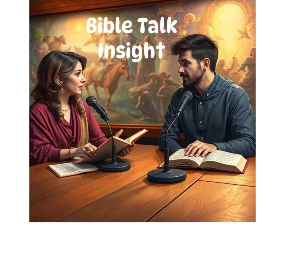 Two people discuss the Bible, hosting the Bible Talk Insight podcast.