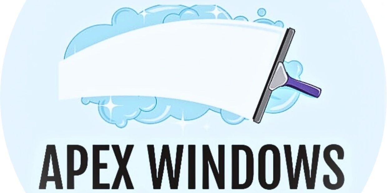 Logo of Apex Windows featuring a squeegee cleaning bubbles.