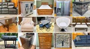 A collage of various home furniture and appliances.