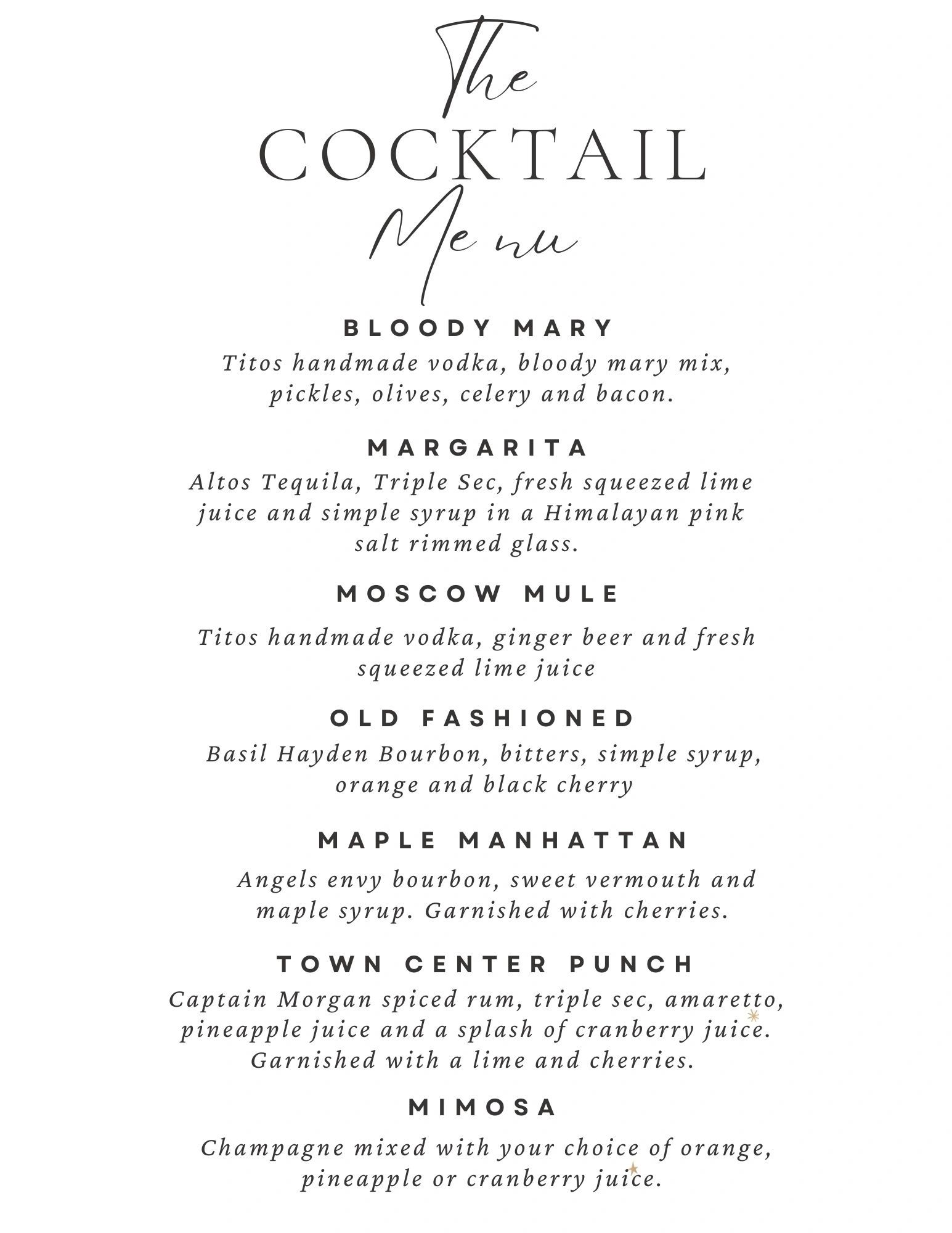 Drink Menu