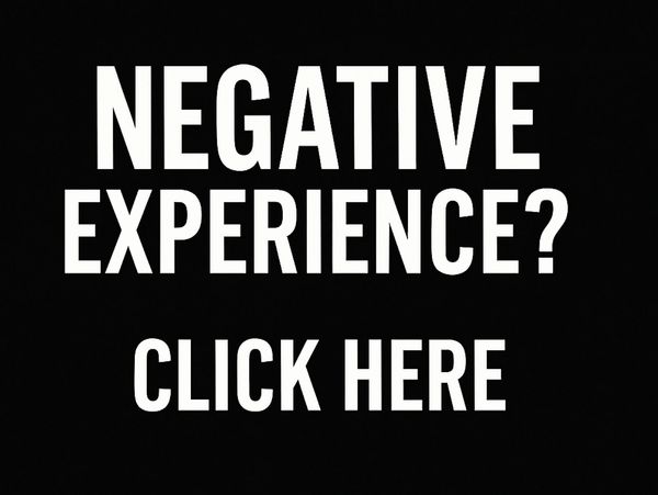 Text asking if the viewer had a negative experience and instructing to click here.