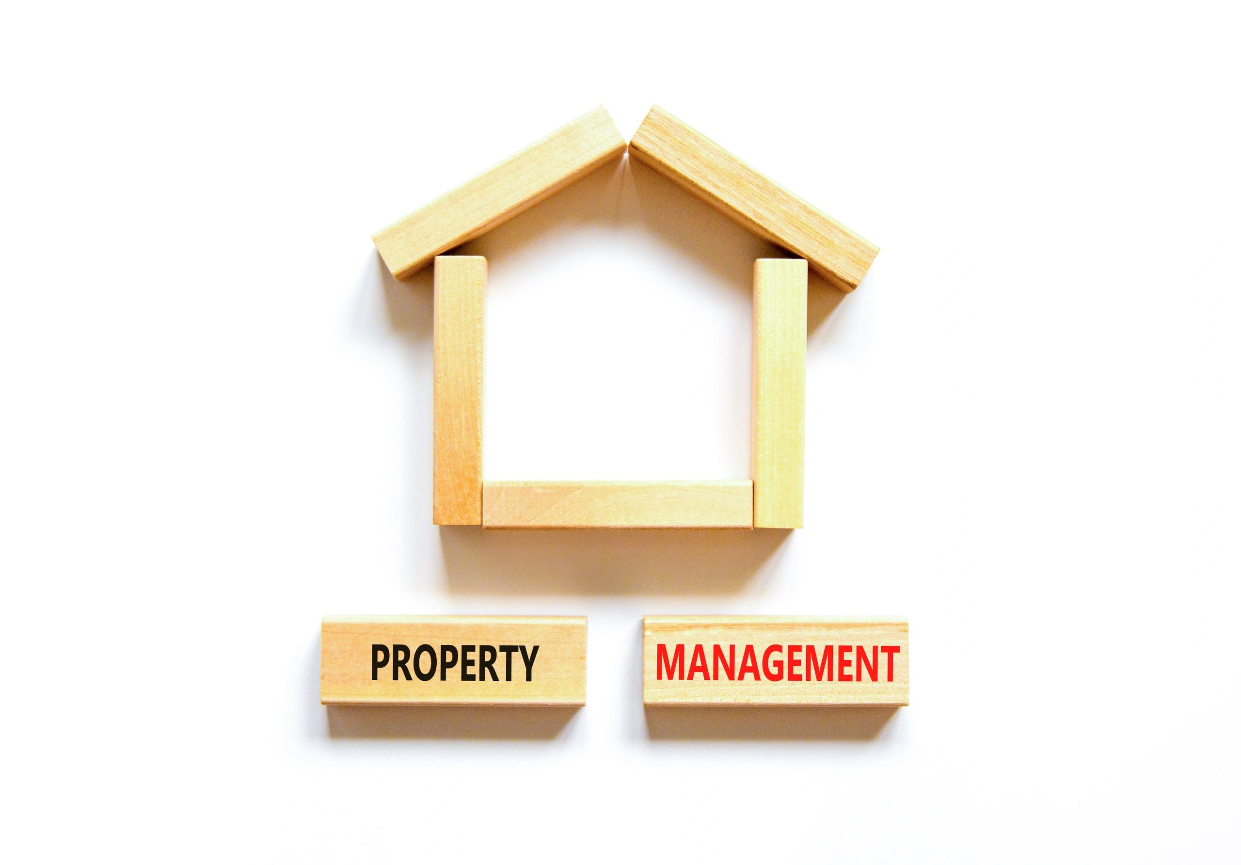 Property management services concept with wooden blocks