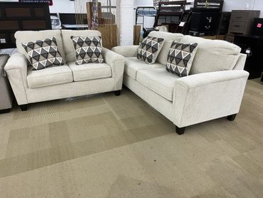 (In stock)
Ashley signature 
Abinger, Natural
83904/38/35
Sofa and Loveseat

(Was $1049) now $899
