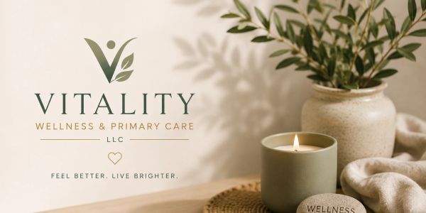 Wellness and primary care logo with calming decor.