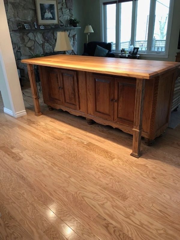 Antique kitchen island with new countertop