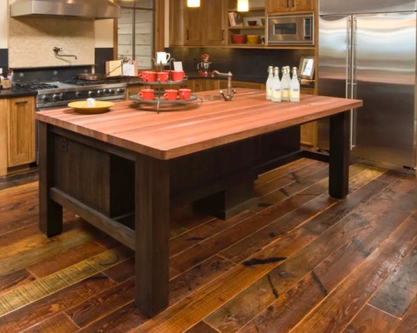 Butcher Block kitchen island with large prep surface