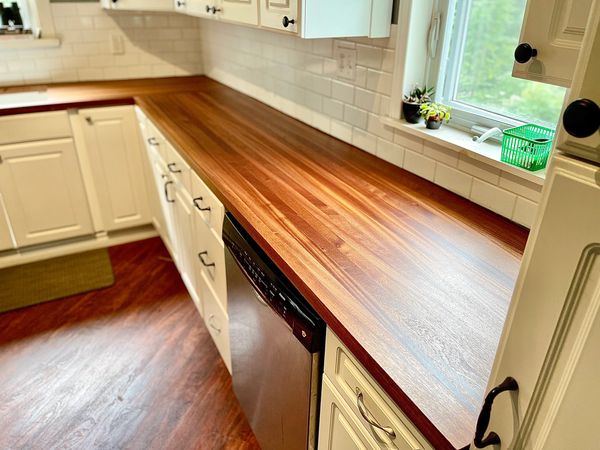 White kitchen with solid wood countertops