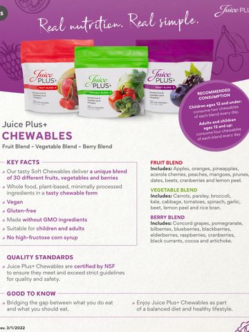 Juice Plus+ is a whole food, plant based, minimally processed, vegan gluten free supplement.