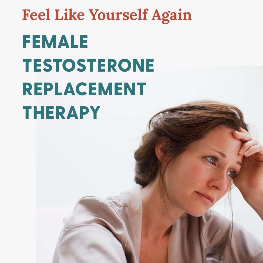 Woman looking reflective, promoting female testosterone therapy for feeling like yourself again.