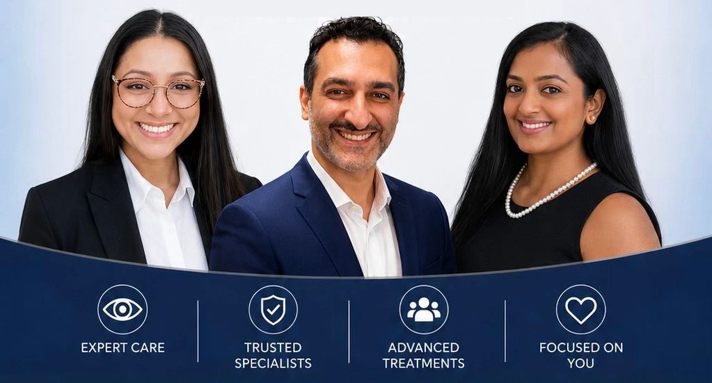 Drs. Navid Khoshooee, Dipal Patel, & Malika Rajendra of Brown’s Eye Center on SR 96 in Warner Robins