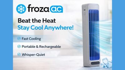Portable froza ac cooler with fast, whisper-quiet operation for staying cool anywhere.