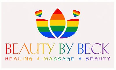 Logo of Beauty by Beck with rainbow colors symbolizing healing and beauty.